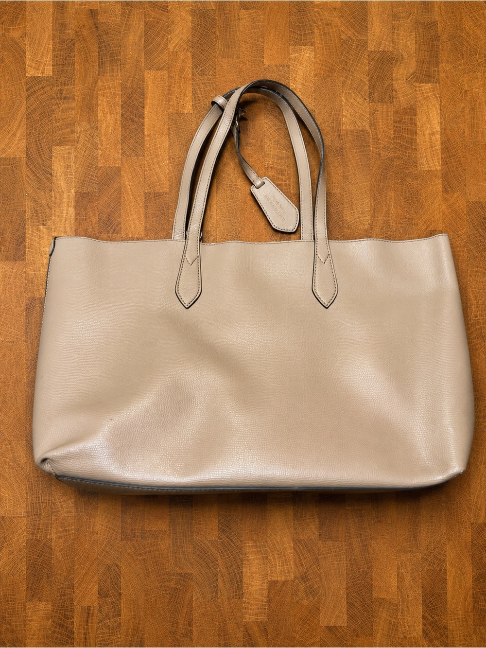 Burberry Haymarket Check Medium Reversible Tote Bag Beige Camel